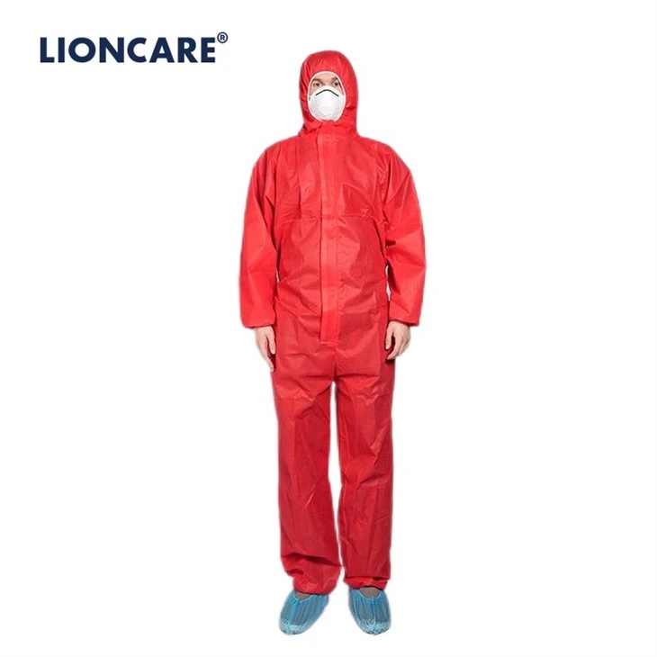 LIONCARE® CoverLite Disposable Protective Coverall Red